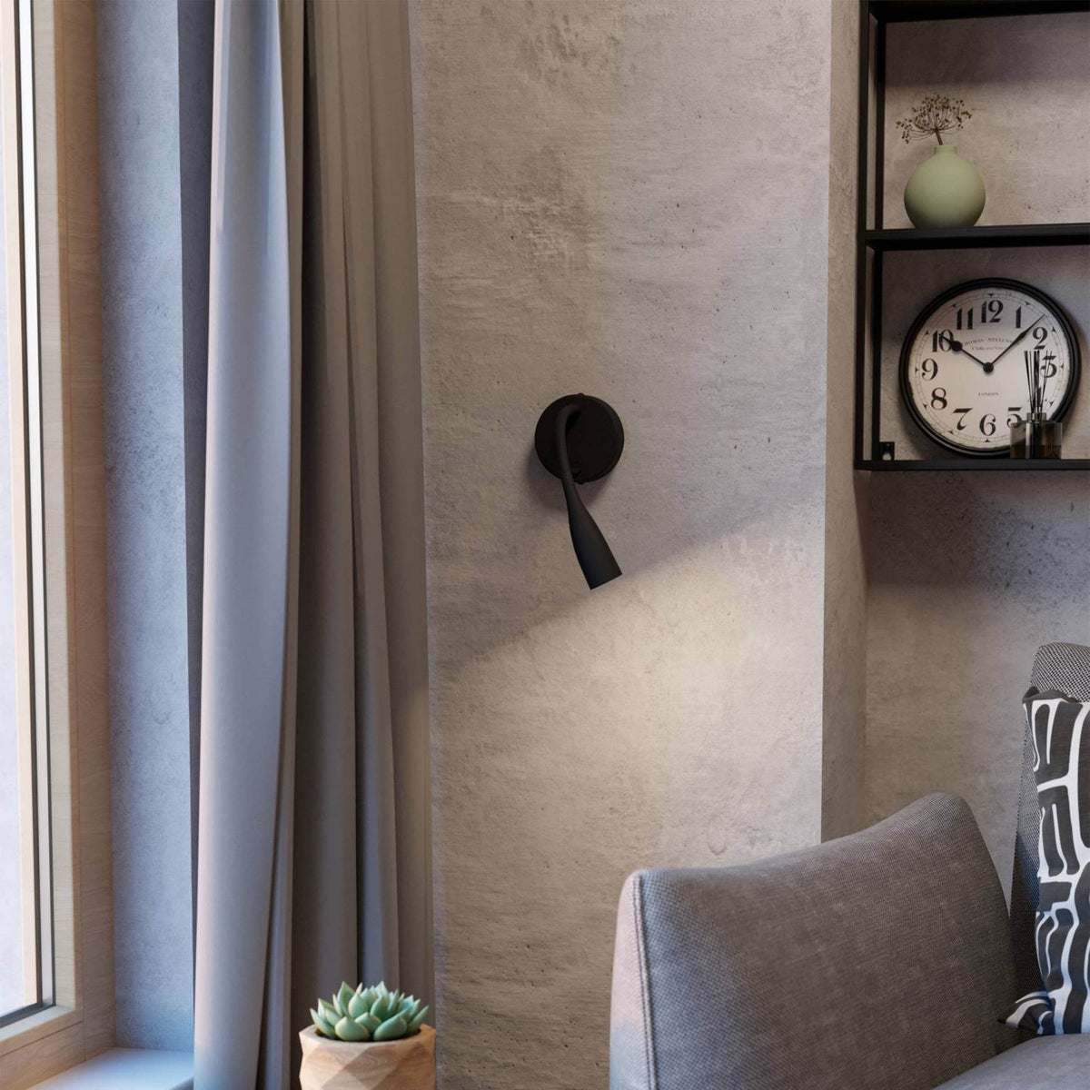 Olivandino Flexible LED Bedside Reader Wall Light in Black