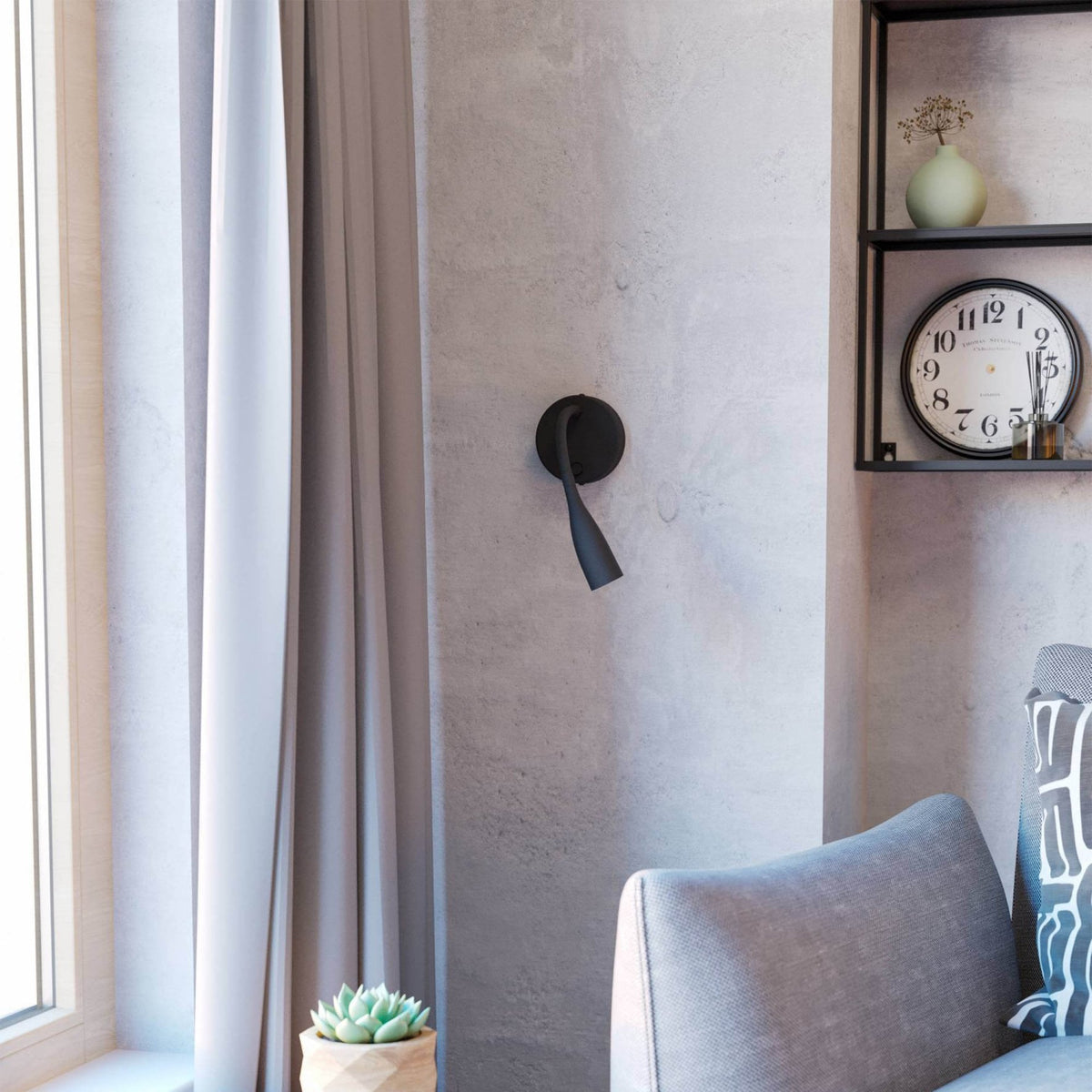 Olivandino Flexible LED Bedside Reader Wall Light in Black