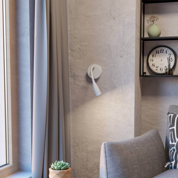 Olivandino Flexible LED Bedside Reader Wall Light in White