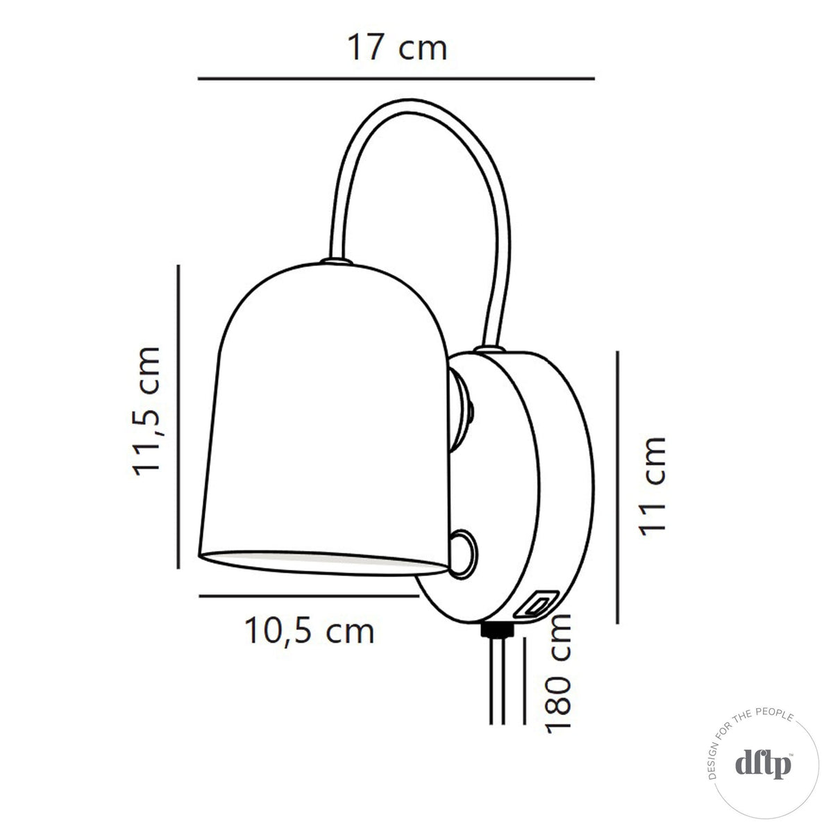 Angle Plugged Adjustable Wall Light in Matt Black