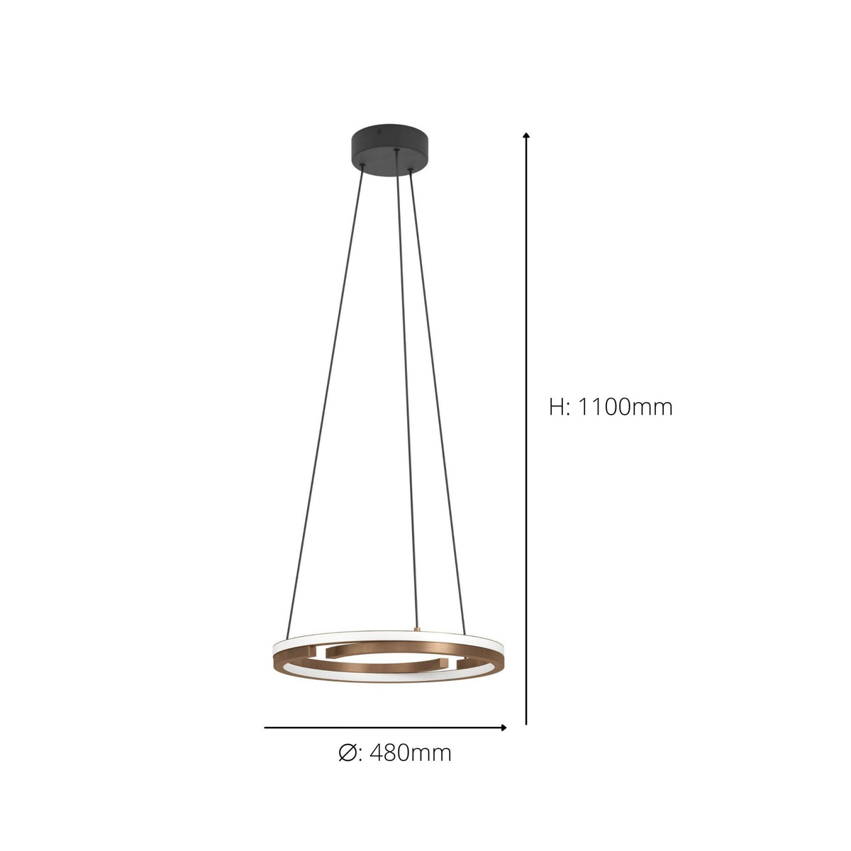 Eglo Mezzomonte LED CCT Dimmable Ring Pendant in Black and Bronze with Remote Control