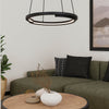 Mezzomonte LED CCT Dimmable Ring Pendant in Black with Remote Control