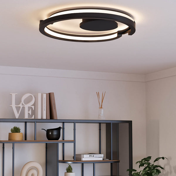 Mezzomonte LED CCT Dimmable Flush Mount Ceiling Light in Black with Remote Control