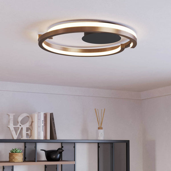 Mezzomonte LED CCT Dimmable Flush Mount Ceiling Light in Black and Bronze with Remote Control