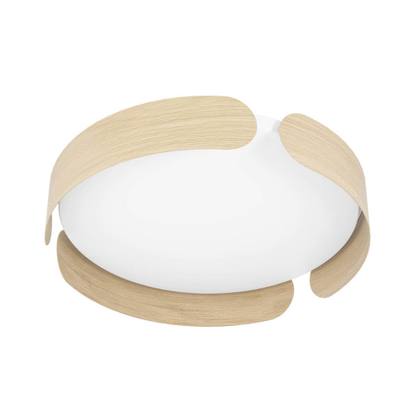 Valcasotto LED Round Ceiling Light with Curved Wooden Accents