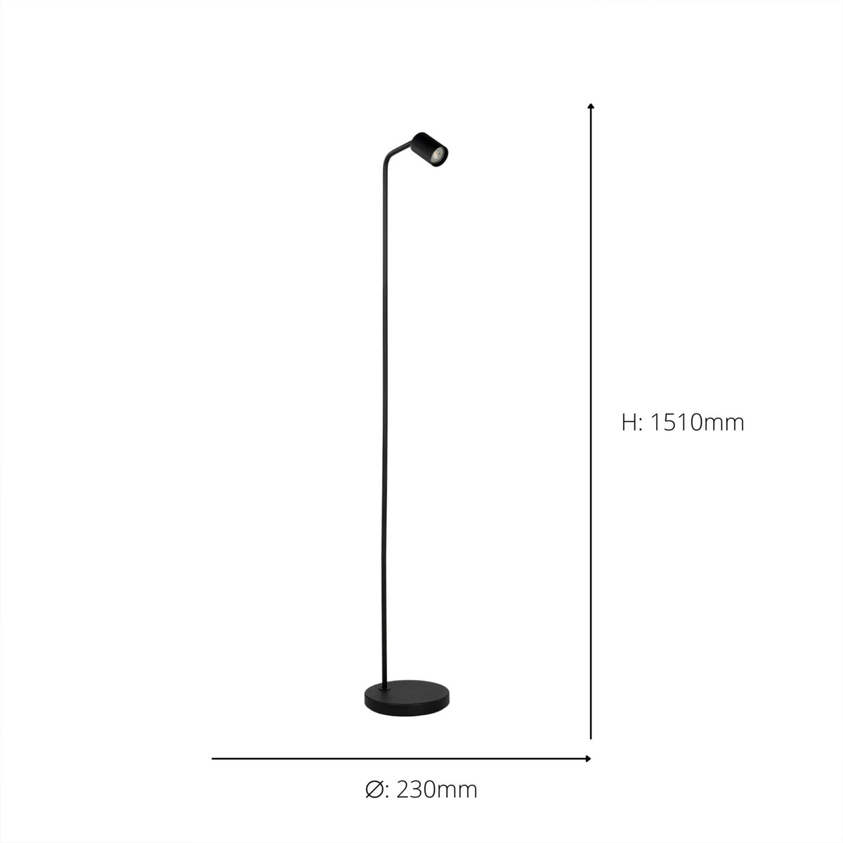 Rigomagno Fixed Head Floor Lamp in Black