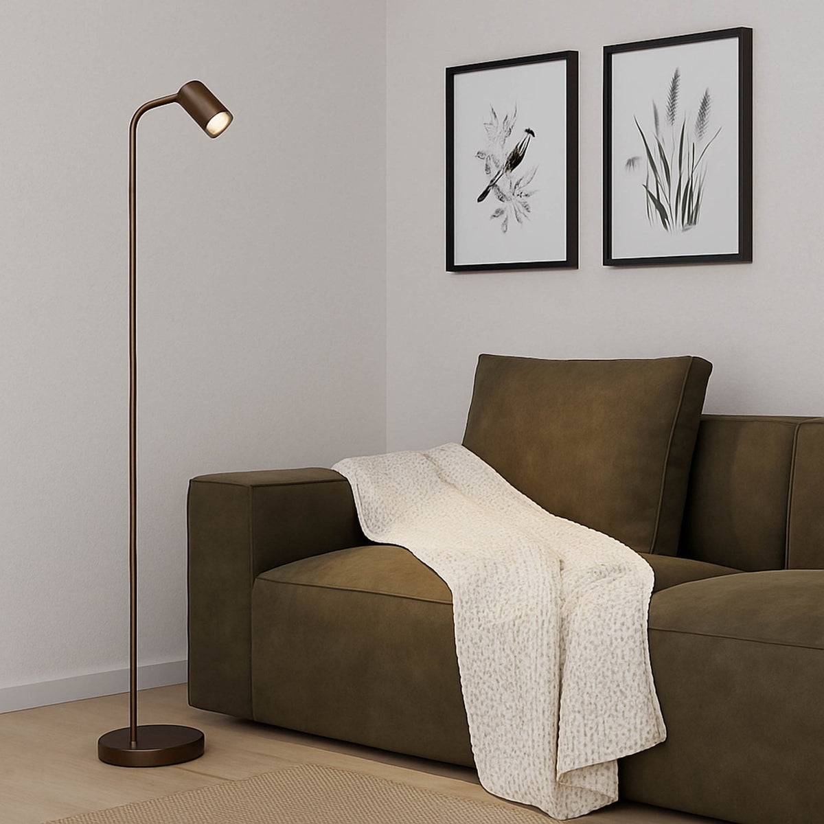 Rigomagno Fixed Head Floor Lamp in Brushed Bronze