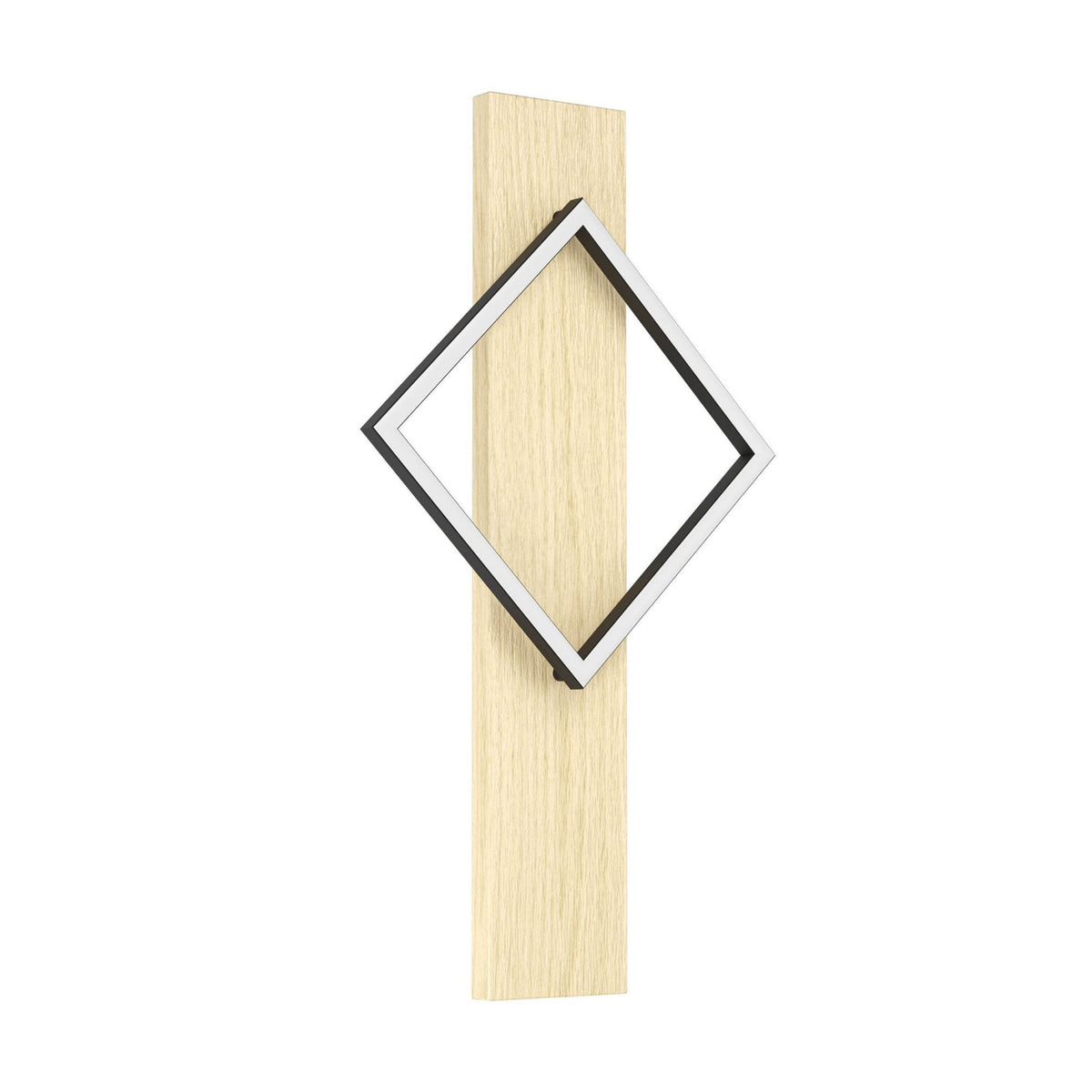Boyal Angular LED Wall Light in Light Wood with Black Frame