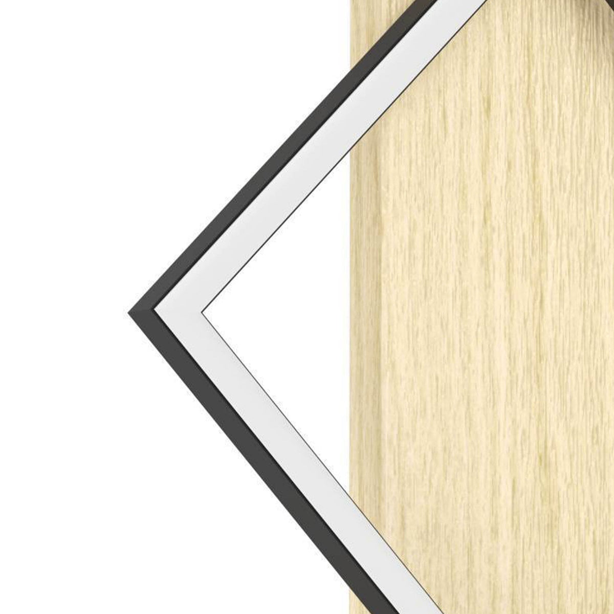 Boyal Angular LED Wall Light in Light Wood with Black Frame
