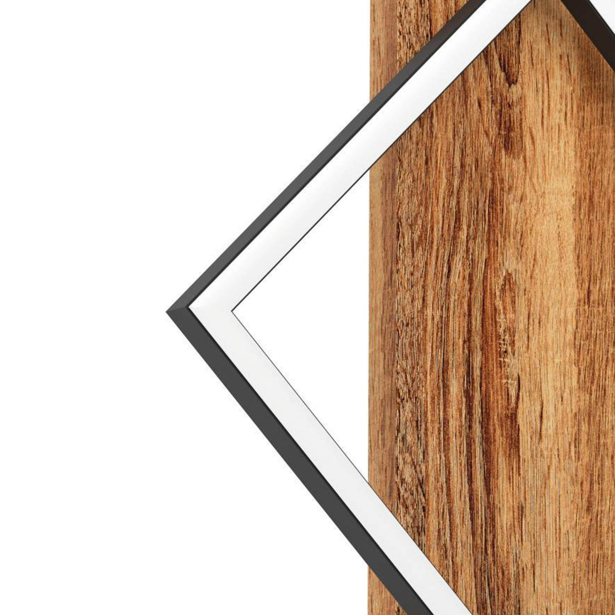 Boyal Angular LED Wall Light in Rustic Wood with Black Frame