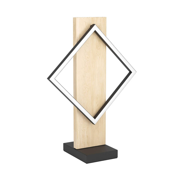 Boyal Angular LED Table Lamp in Light Wood with Black Frame