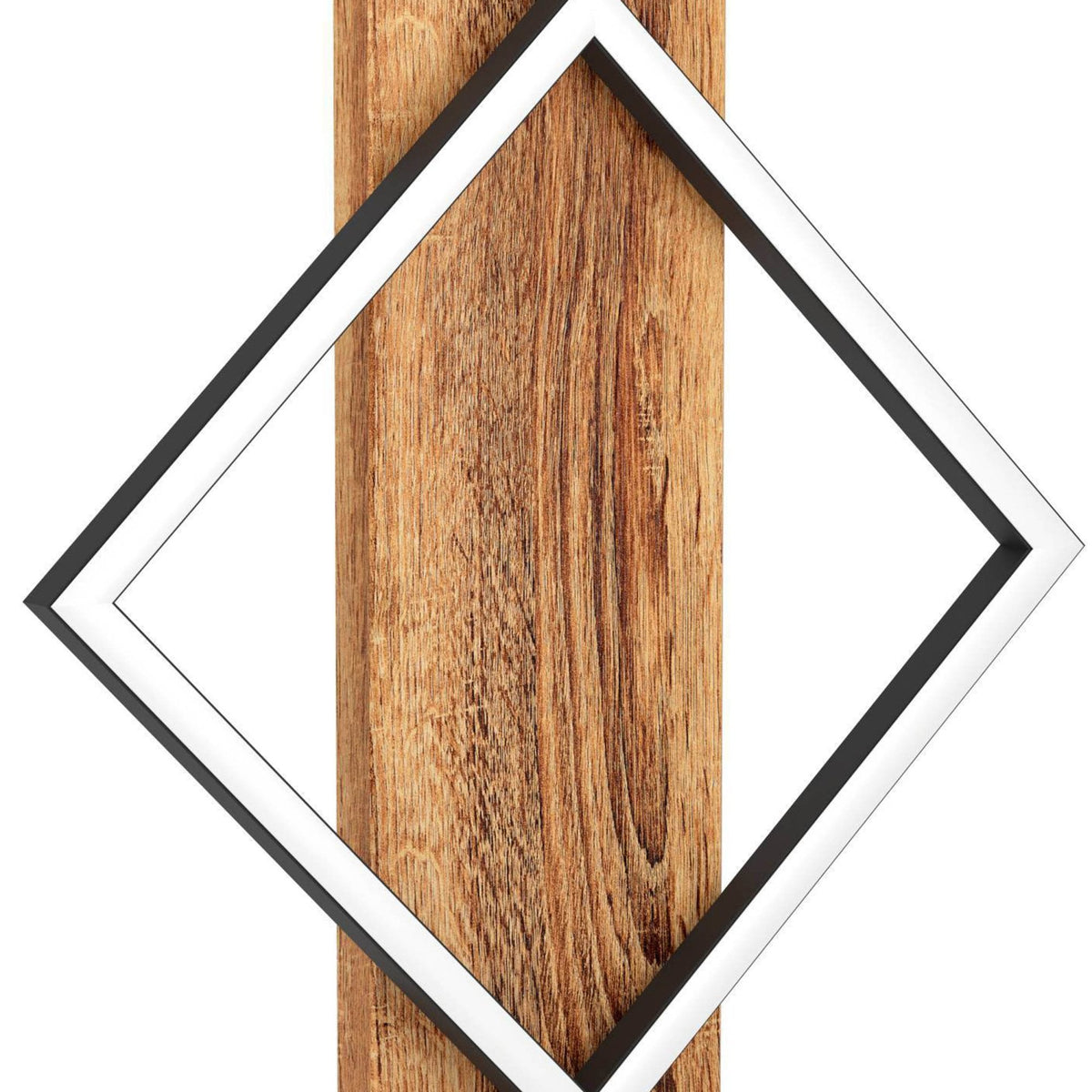 Boyal Angular LED Table Lamp in Rustic Wood with Black Frame