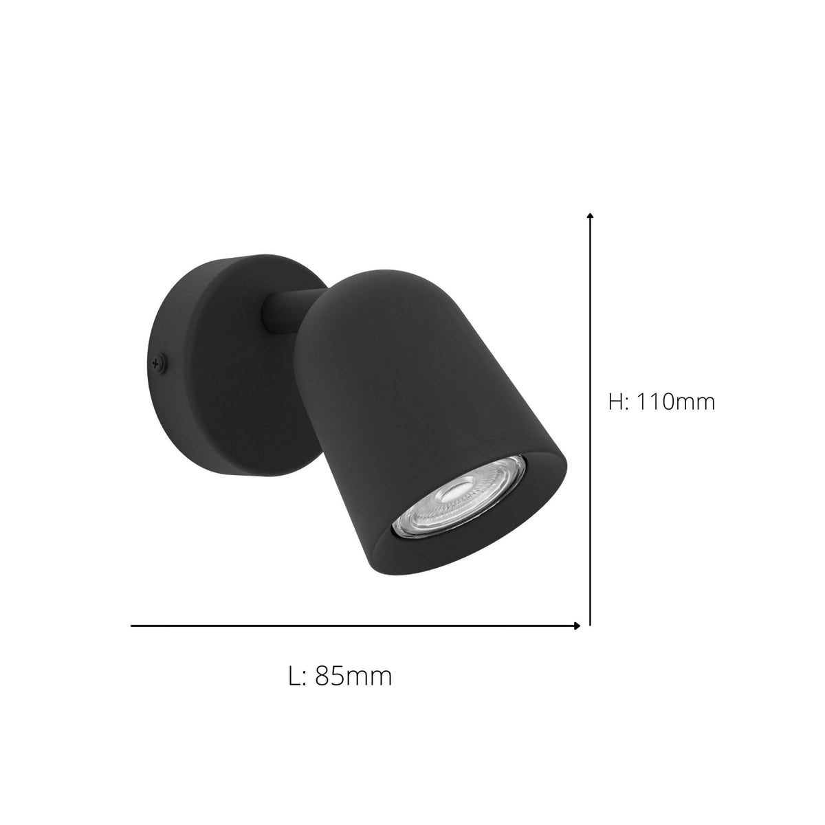 Camaldoli Adjustable Single GU10 Spotlight in Black