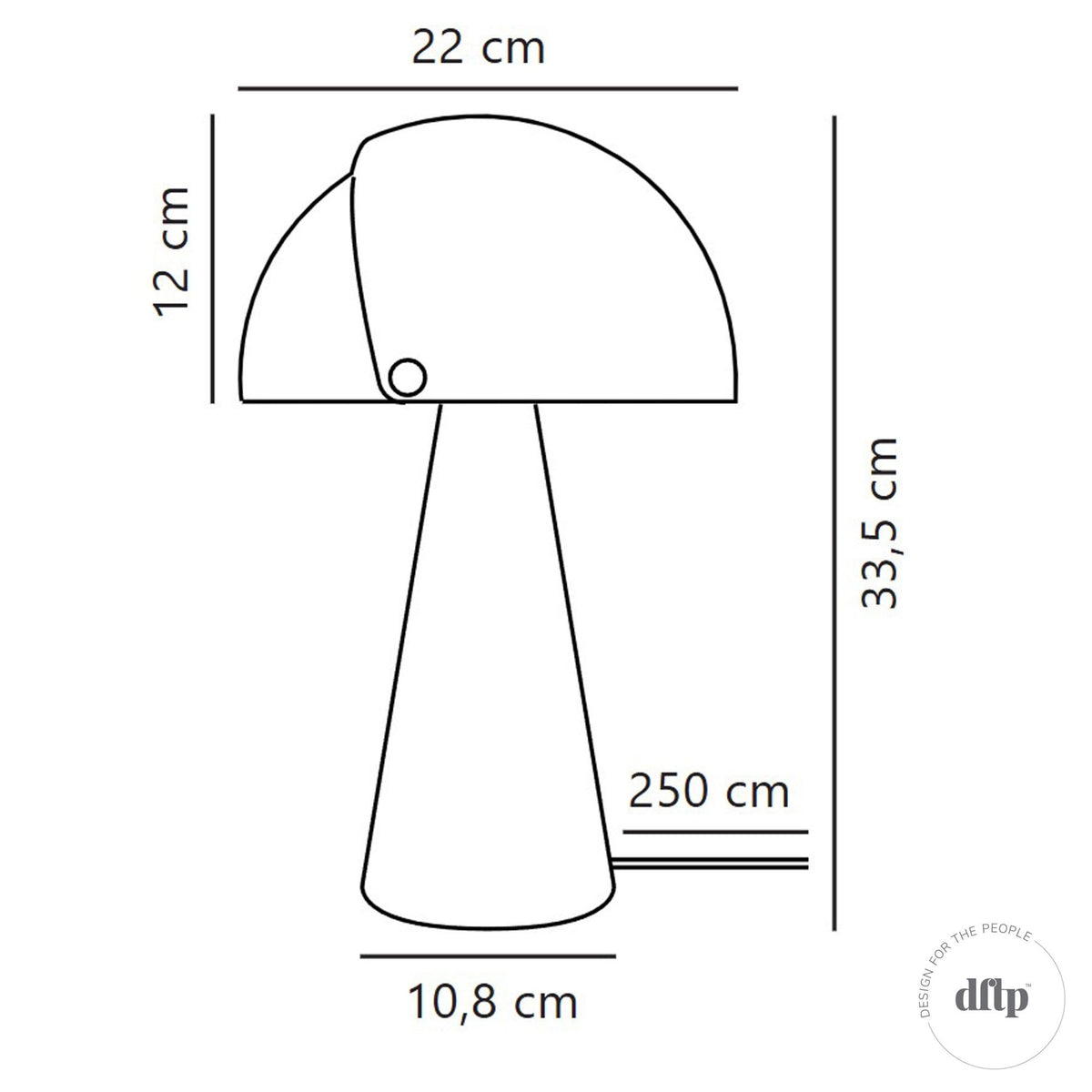 DFTP By Nordlux Align Table Lamp in Chrome with Adjustable Shade dimensions