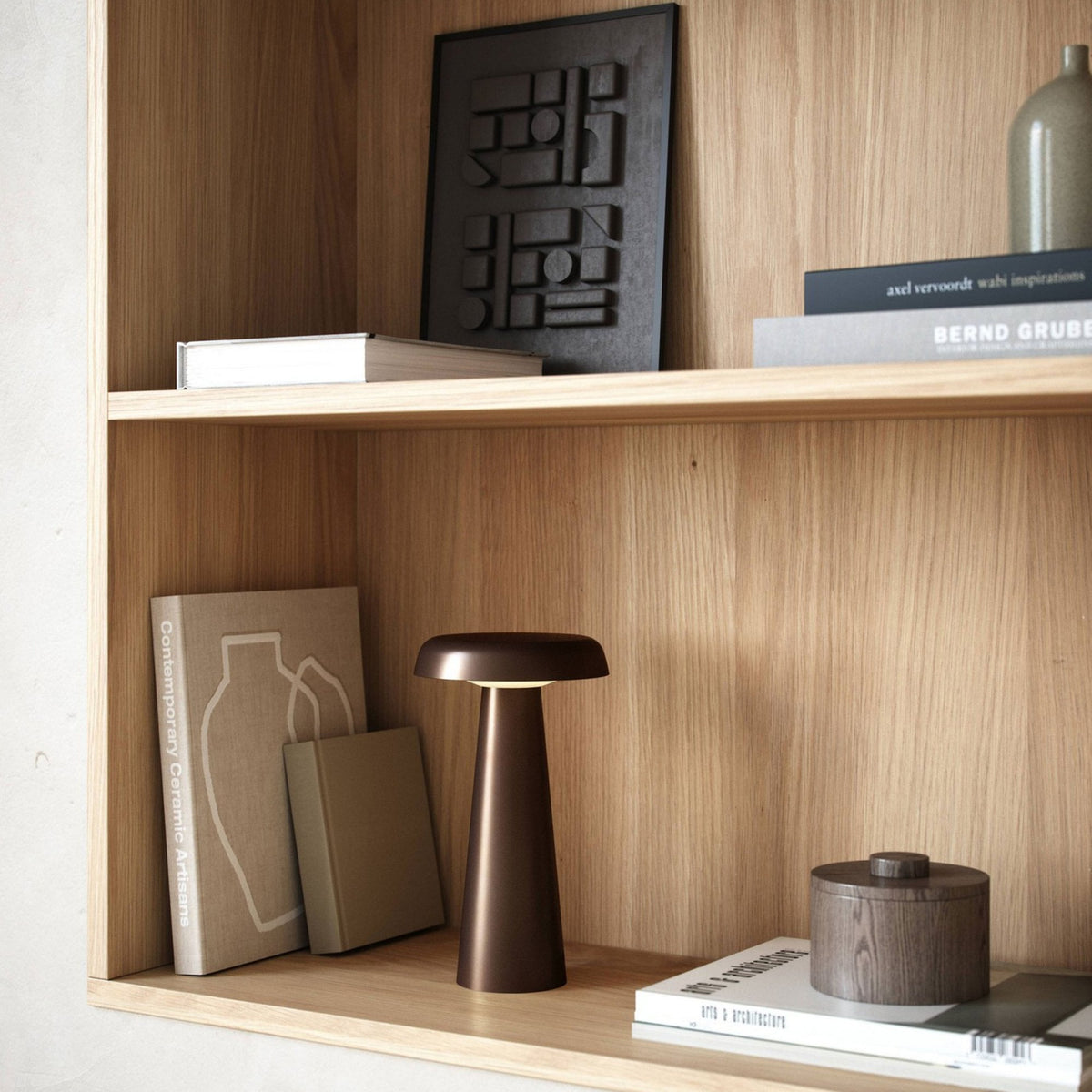 Arcello LED Portable Table Lamp in Burnished Brass