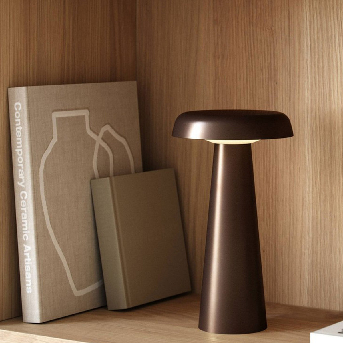 Arcello LED Portable Table Lamp in Burnished Brass