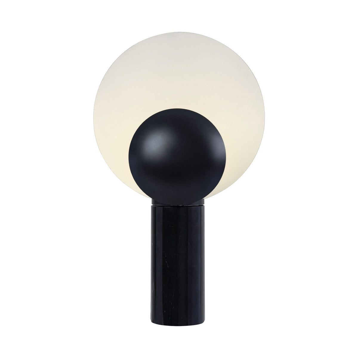 Caché Table Lamp with Marble Base & Black Shades