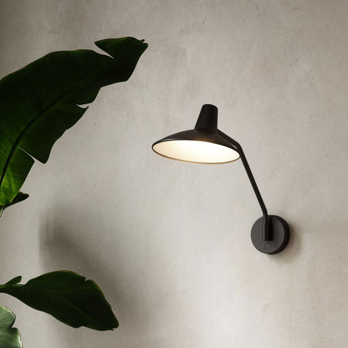 Darci Plugged Adjustable Swing Arm Wall Light in Black
