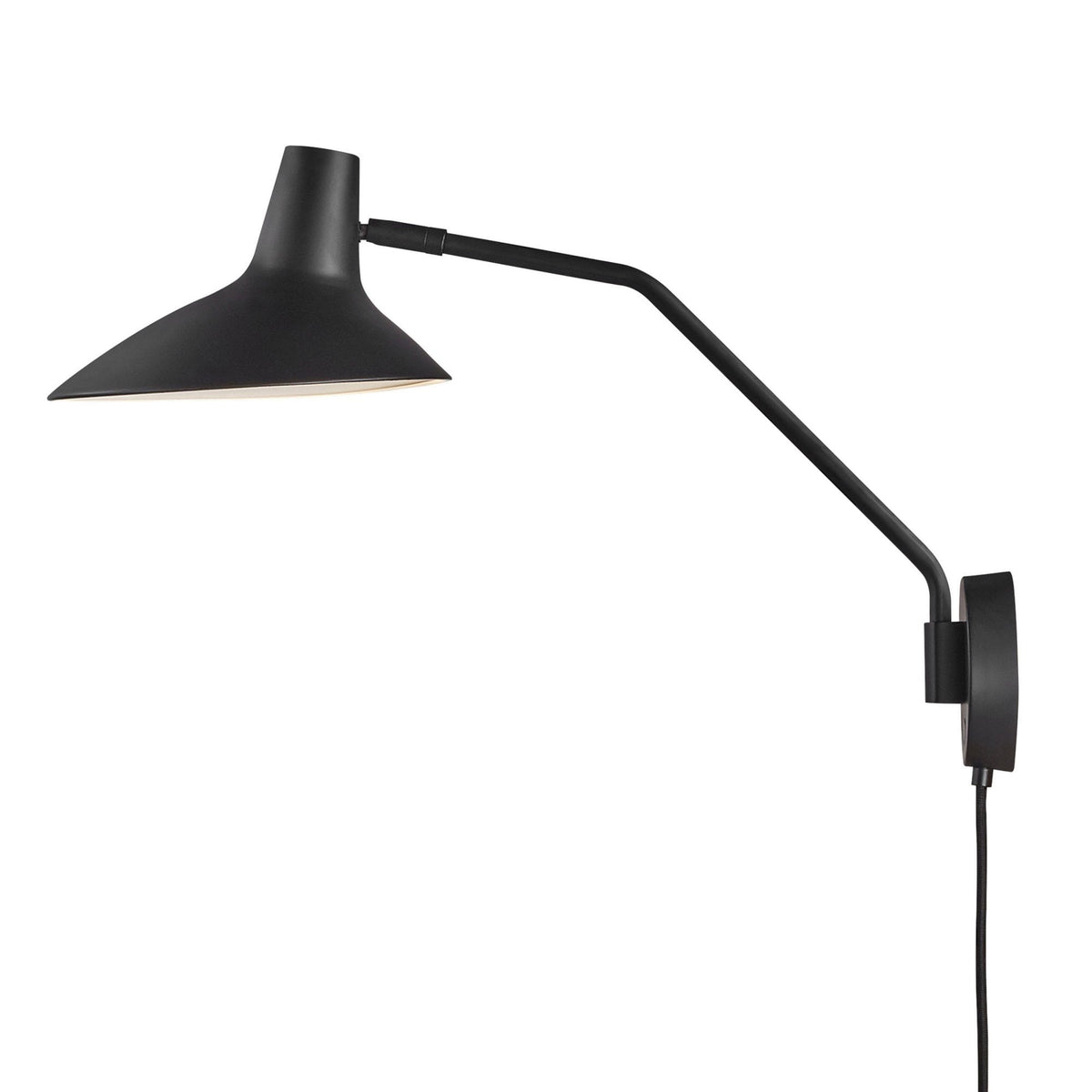 Darci Plugged Adjustable Swing Arm Wall Light in Black