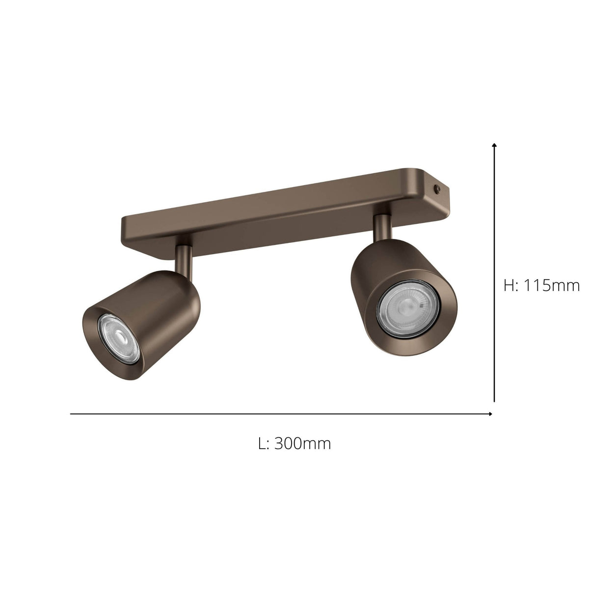 Camaldoli Adjustable Linear Twin Head GU10 Spotlight in Dark Bronze