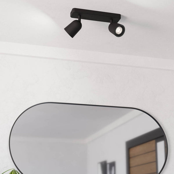 Camaldoli Adjustable Linear Twin Head GU10 Spotlight in Black