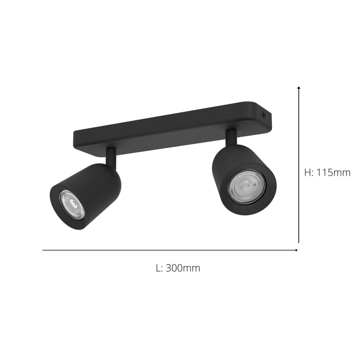 Camaldoli Adjustable Linear Twin Head GU10 Spotlight in Black