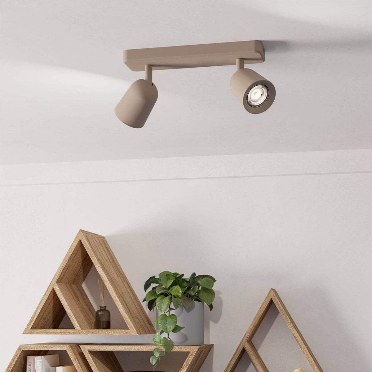 Camaldoli Adjustable Linear Twin Head GU10 Spotlight in a Sandy Finish