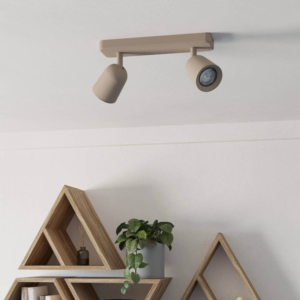 Camaldoli Adjustable Linear Twin Head GU10 Spotlight in a Sandy Finish