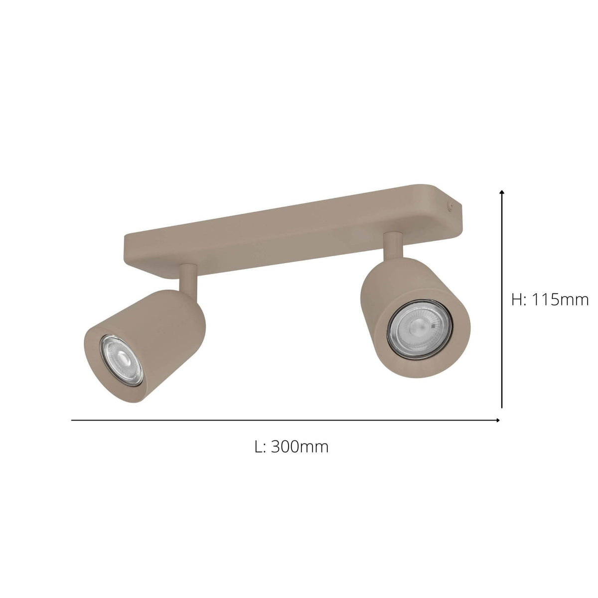 Camaldoli Adjustable Linear Twin Head GU10 Spotlight in a Sandy Finish