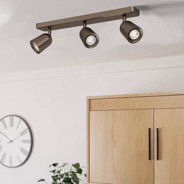 Camaldoli Adjustable Linear Triple Head GU10 Spotlight in Dark Bronze