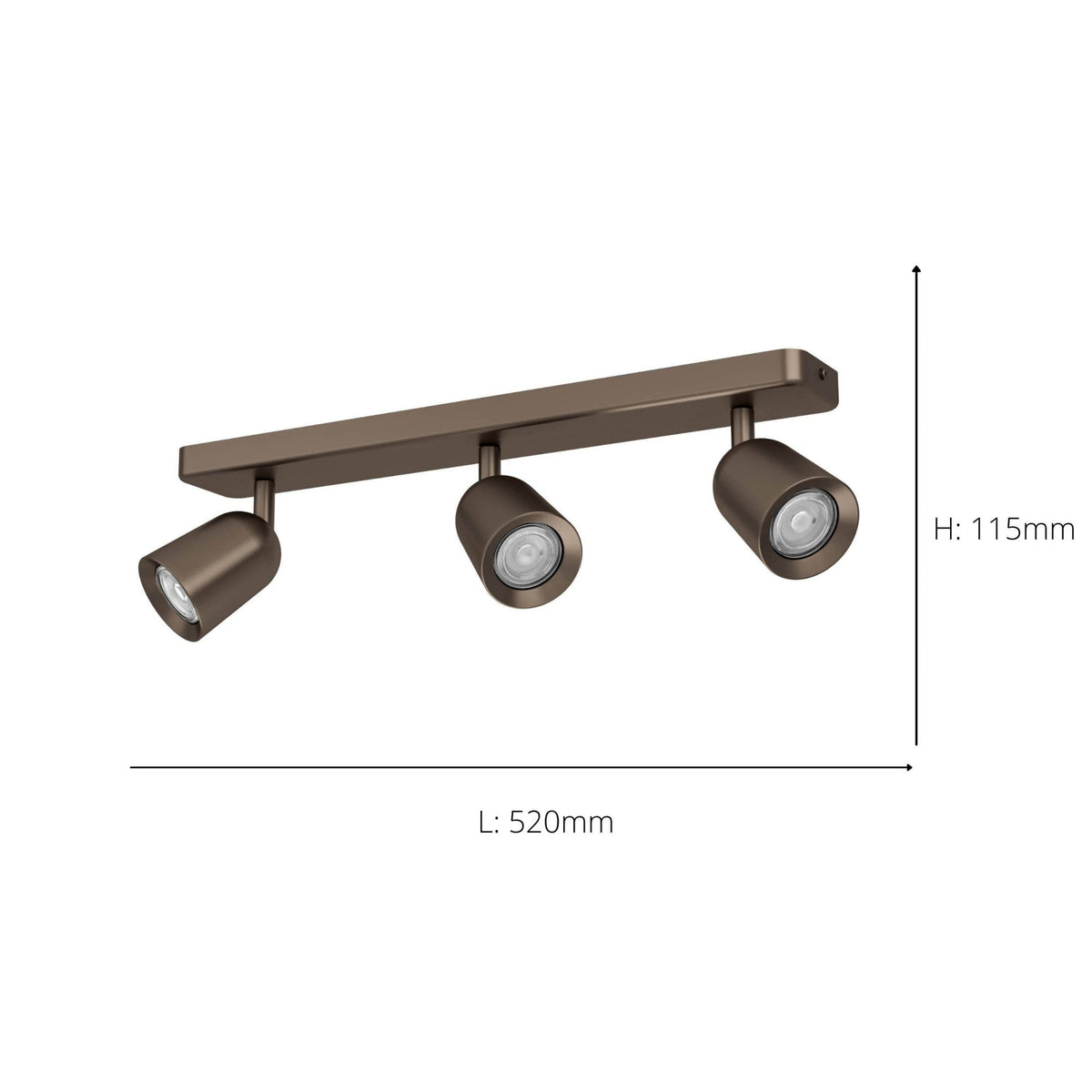Camaldoli Adjustable Linear Triple Head GU10 Spotlight in Dark Bronze