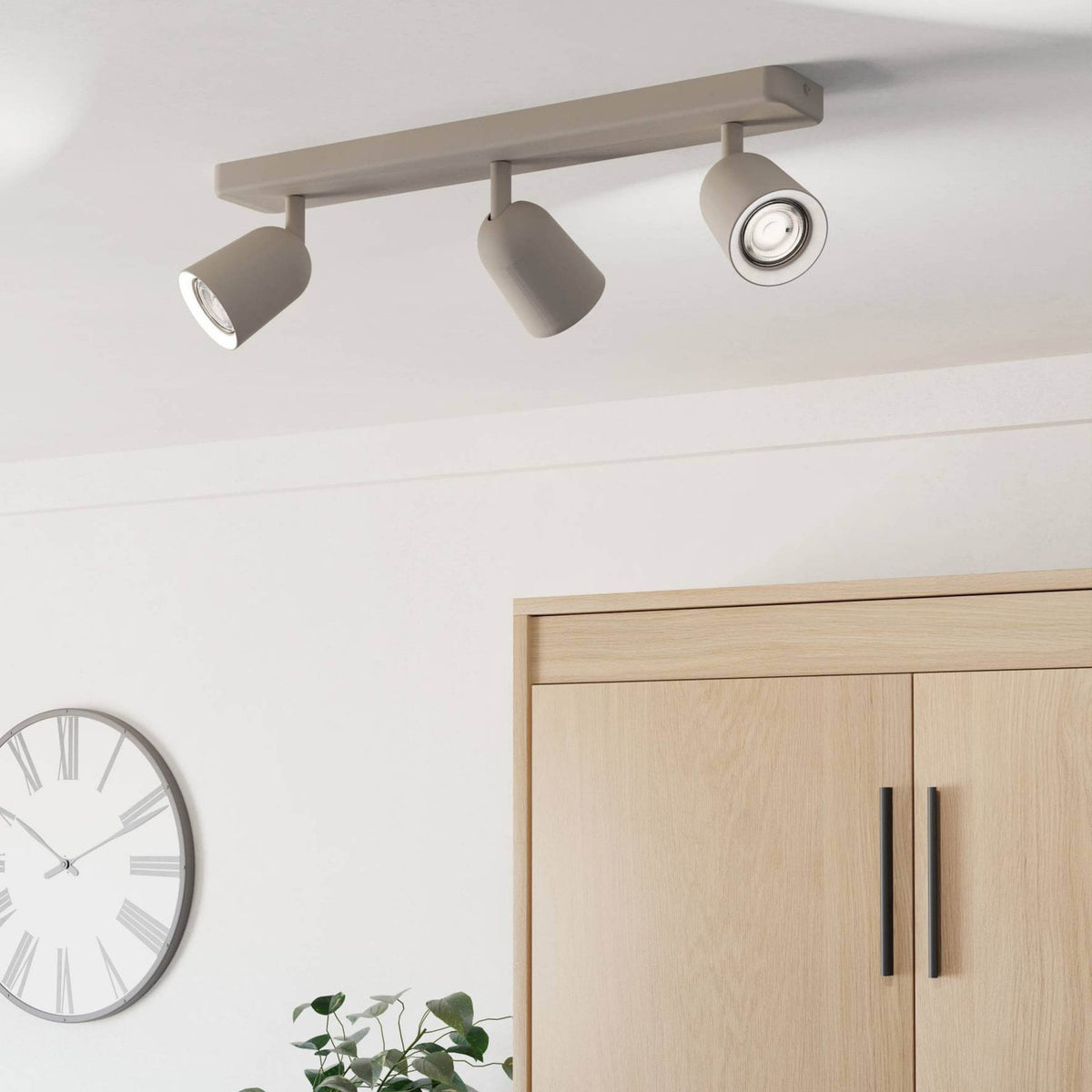 Camaldoli Adjustable Linear Triple Head GU10 Spotlight in a Sandy Finish