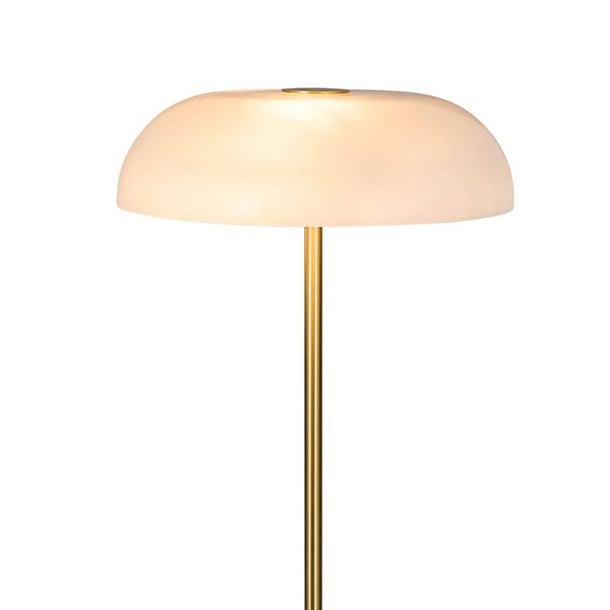 Glossy Brushed Brass Floor Lamp with Marble Base & Opal Glass Shade