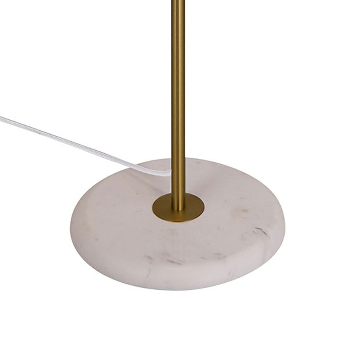 Glossy Brushed Brass Floor Lamp with Marble Base & Opal Glass Shade