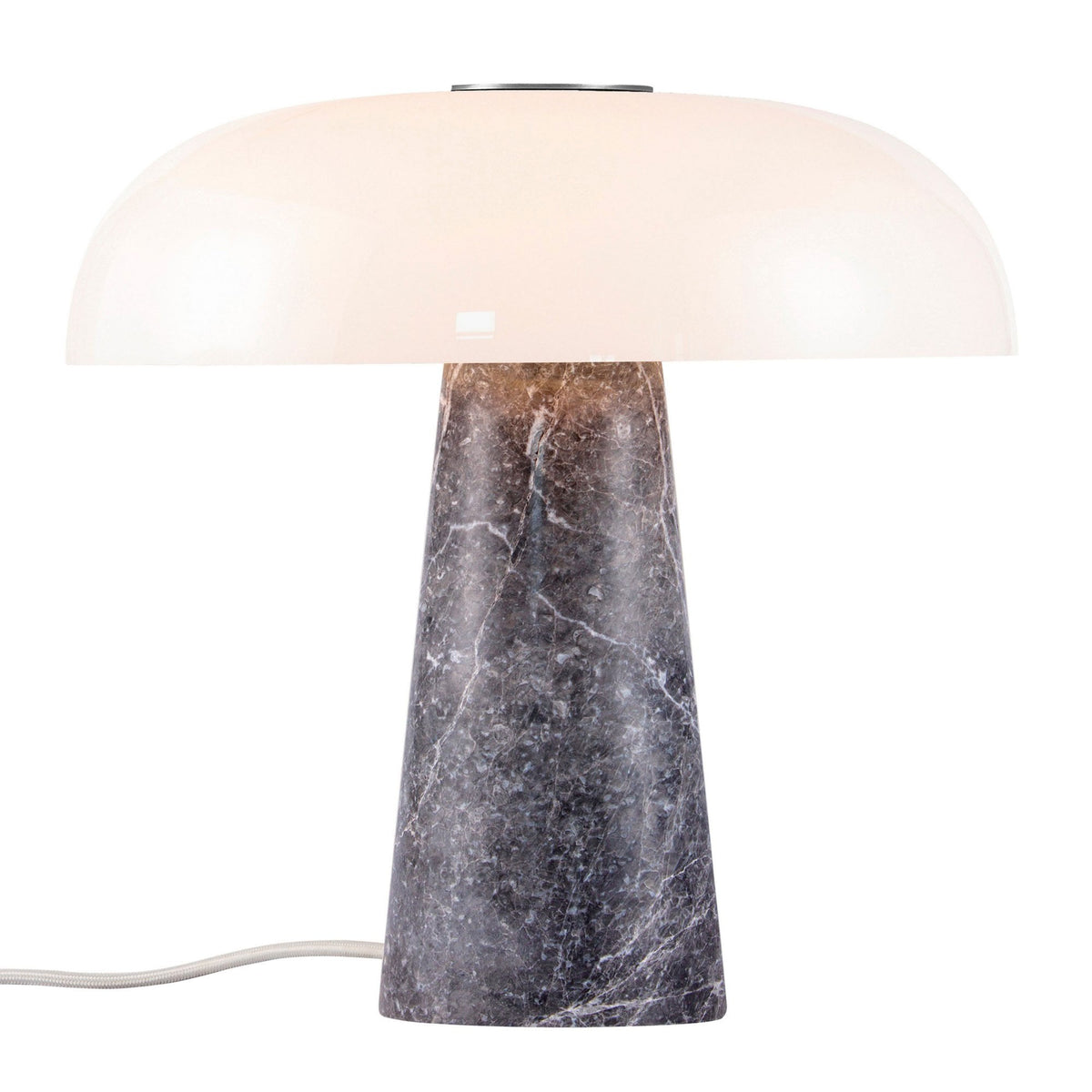 Glossy Grey Marble Table Lamp with Opal Glass Shade