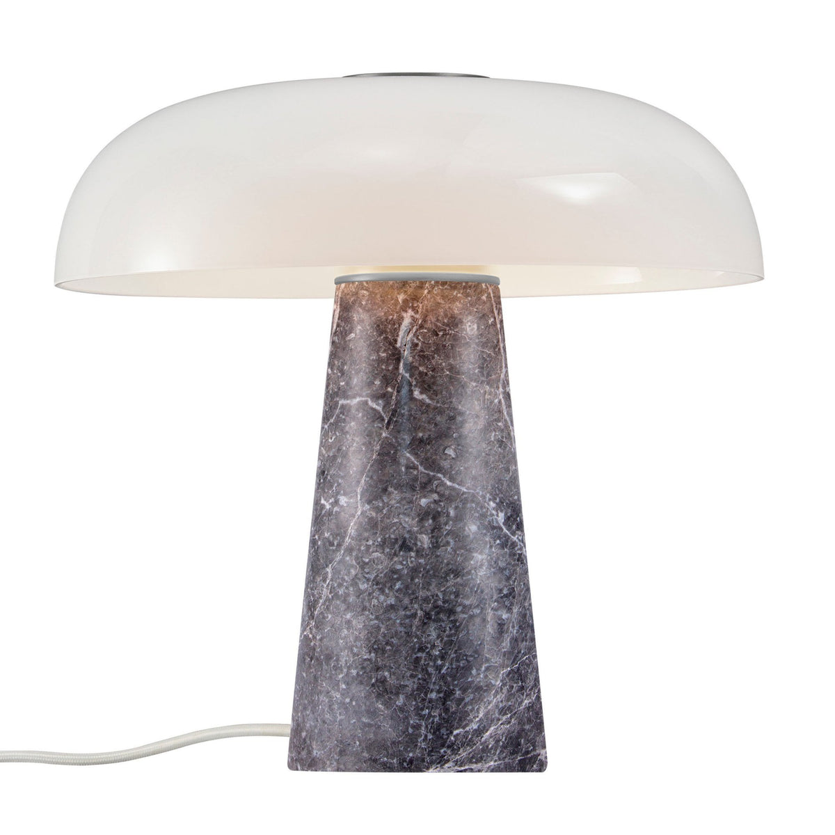 Glossy Grey Marble Table Lamp with Opal Glass Shade