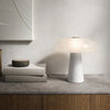 Glossy White Marble Table Lamp with Opal Glass Shade