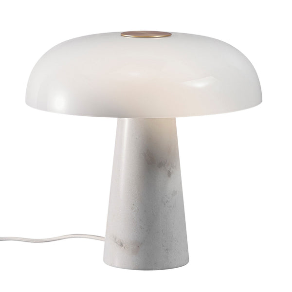 Glossy White Marble Table Lamp with Opal Glass Shade