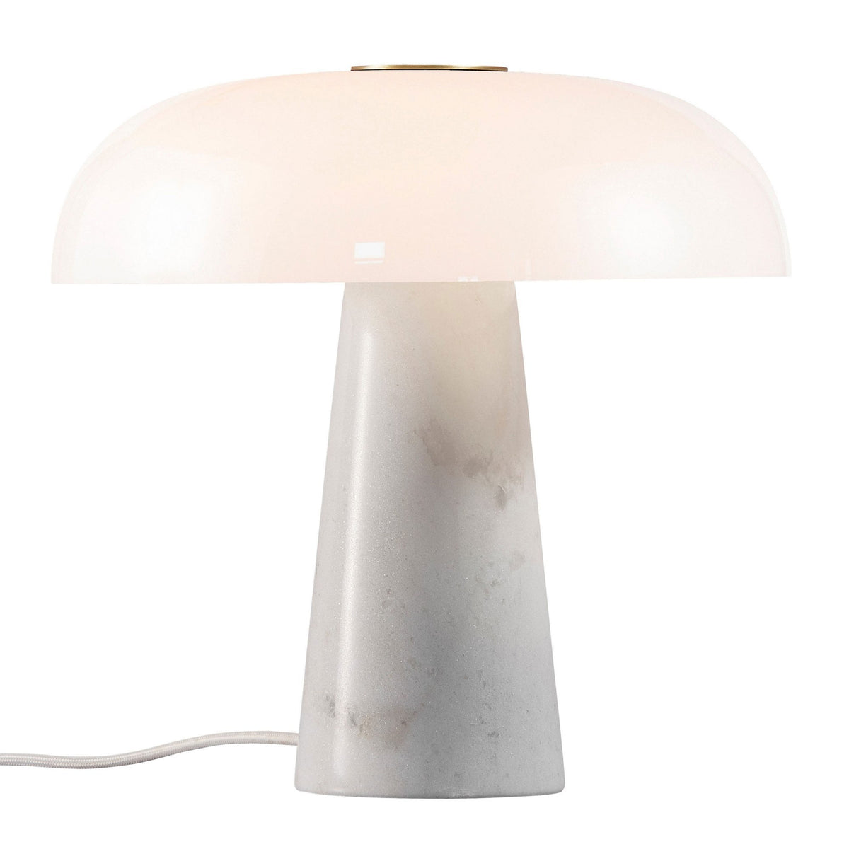 Glossy White Marble Table Lamp with Opal Glass Shade