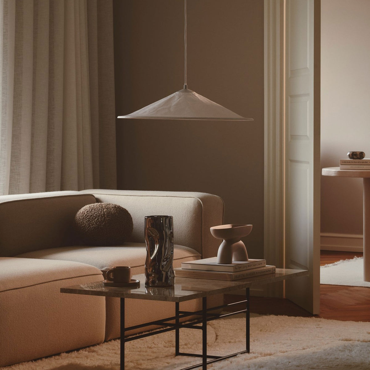 Hill 55 Japandi Style Pendant Light in White