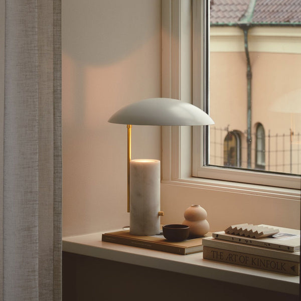 Mademoiselles Table Lamp with Marble Base & White Shades