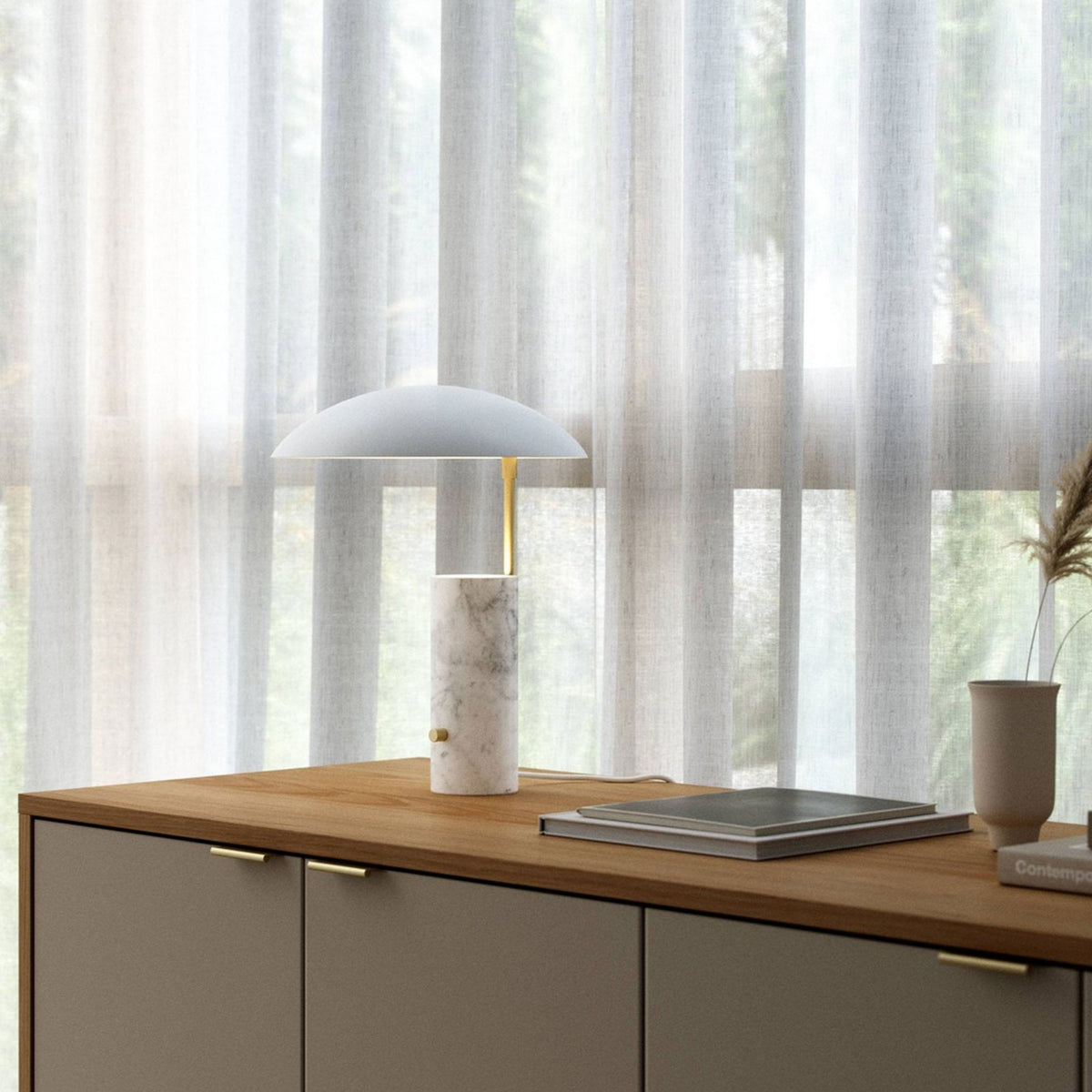 Mademoiselles Table Lamp with Marble Base & White Shades