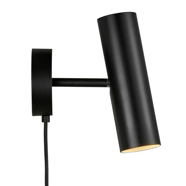 Mib Plugged Adjustable Wall Spotlight in Black