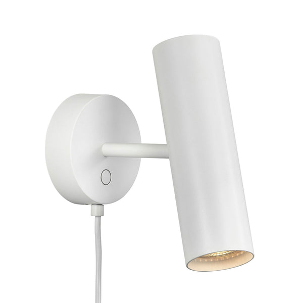 Mib Plugged Adjustable Wall Spotlight in White