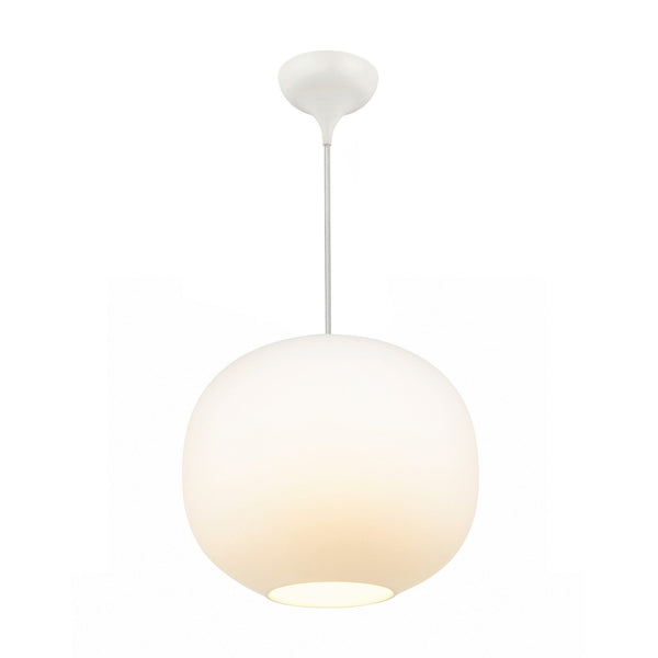 Navone 20 Opal Glass Pendant in White with Brass Detail