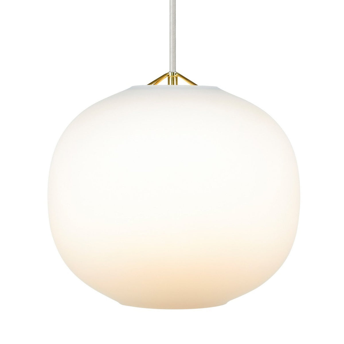 Navone 20 Opal Glass Pendant in White with Brass Detail