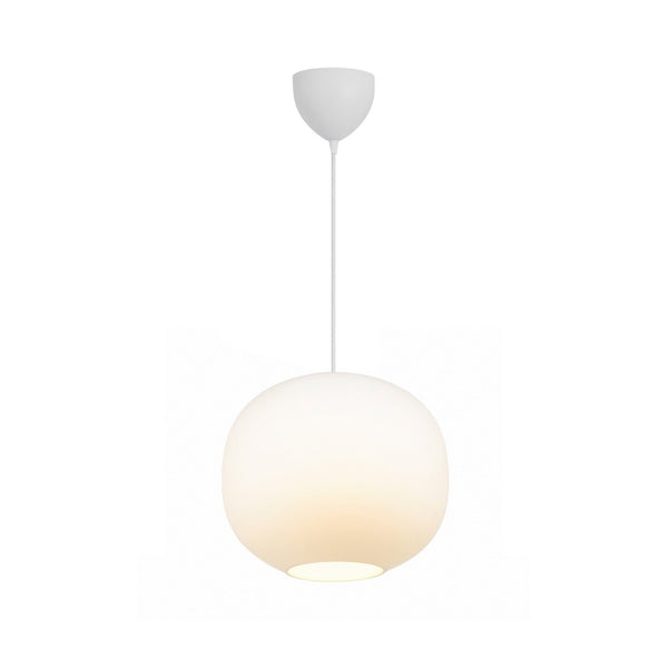 Navone 30 Opal Glass Pendant in White with Brass Detail