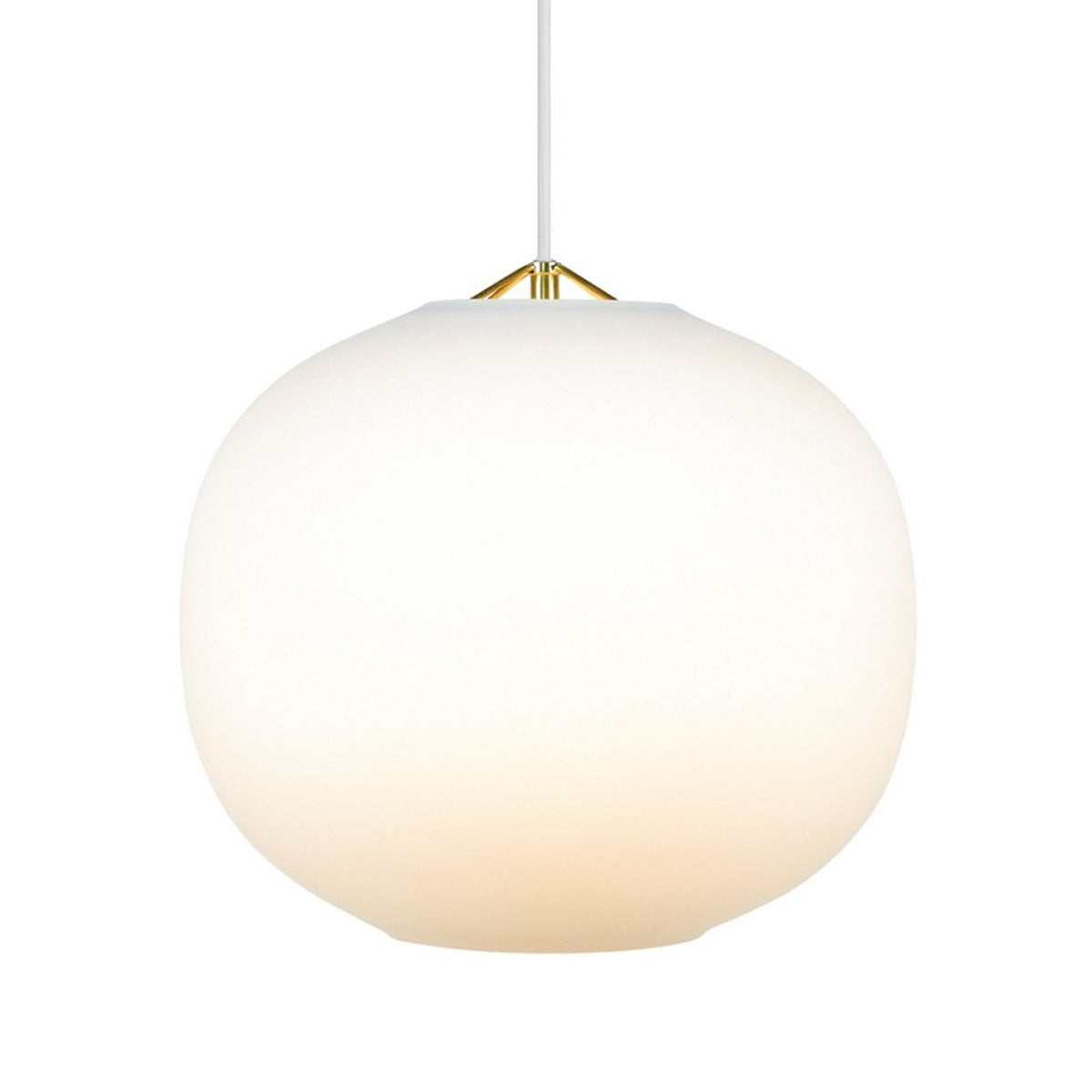 Navone 30 Opal Glass Pendant in White with Brass Detail