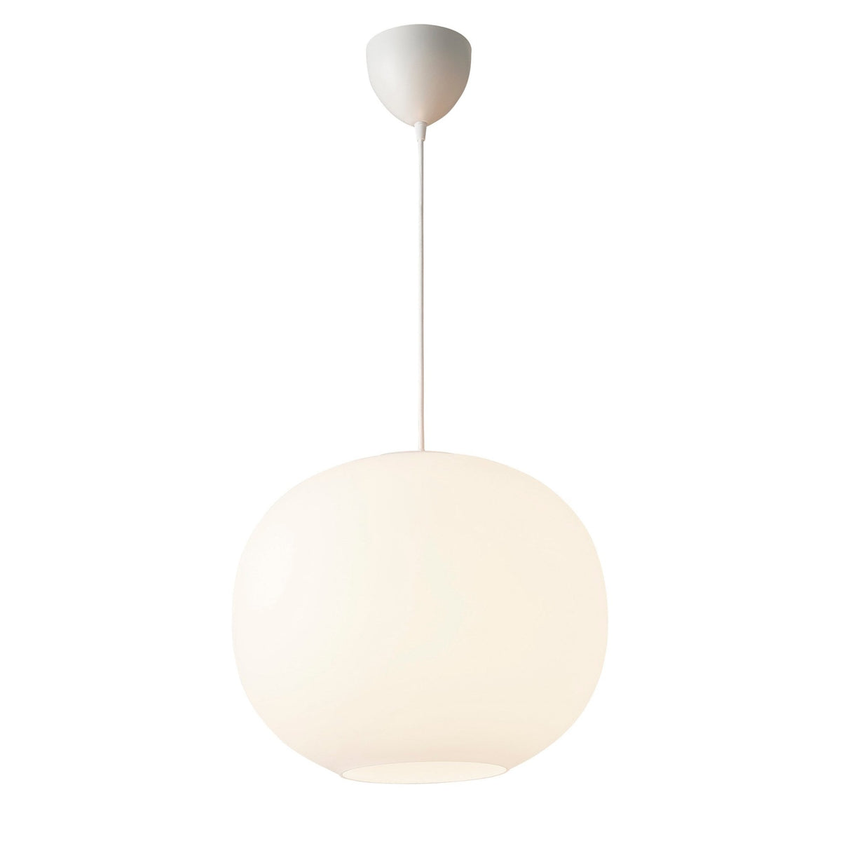 Navone 40 Opal Glass Pendant in White with Brass Detail