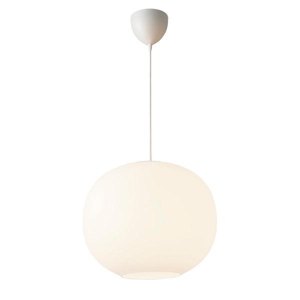 Navone 40 Opal Glass Pendant in White with Brass Detail